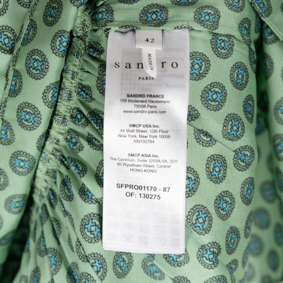 Sandro Women Sivan Smocked Mini Dress Menthe Size 42/10US - Picture 6 of 8